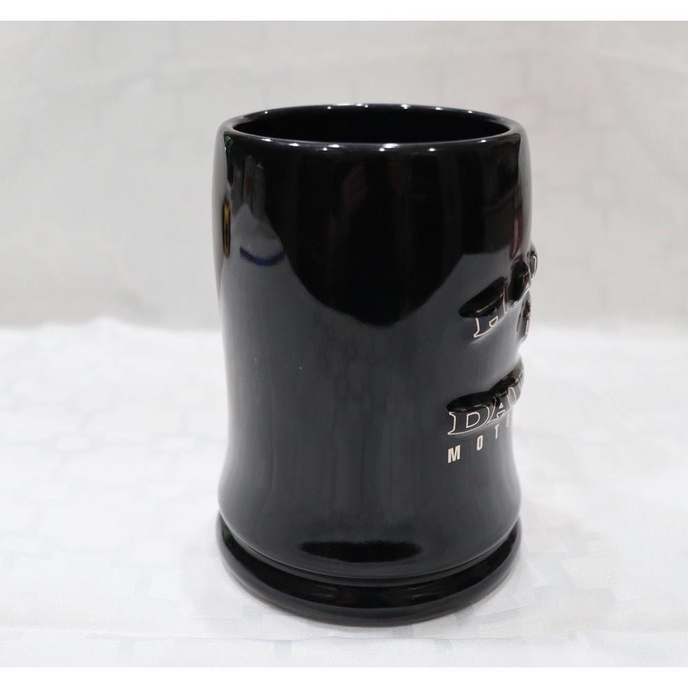 2002 Harley Davidson Black Tankard Chrome Trim Raised Lettering and Logo - Picture 5 of 10